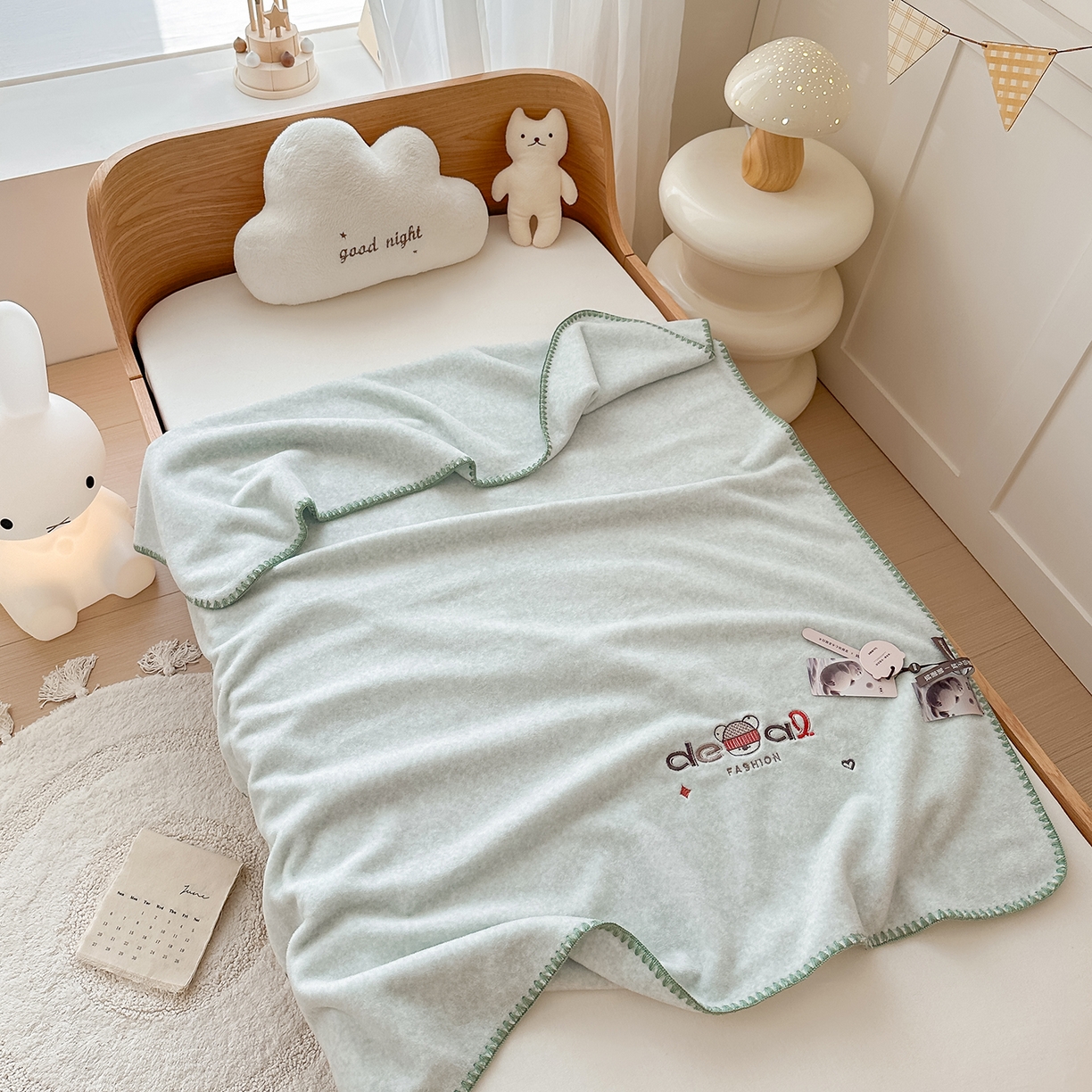 小欢喜 2025新款多功能双面高克重獭獭绒盖毯 灰绿