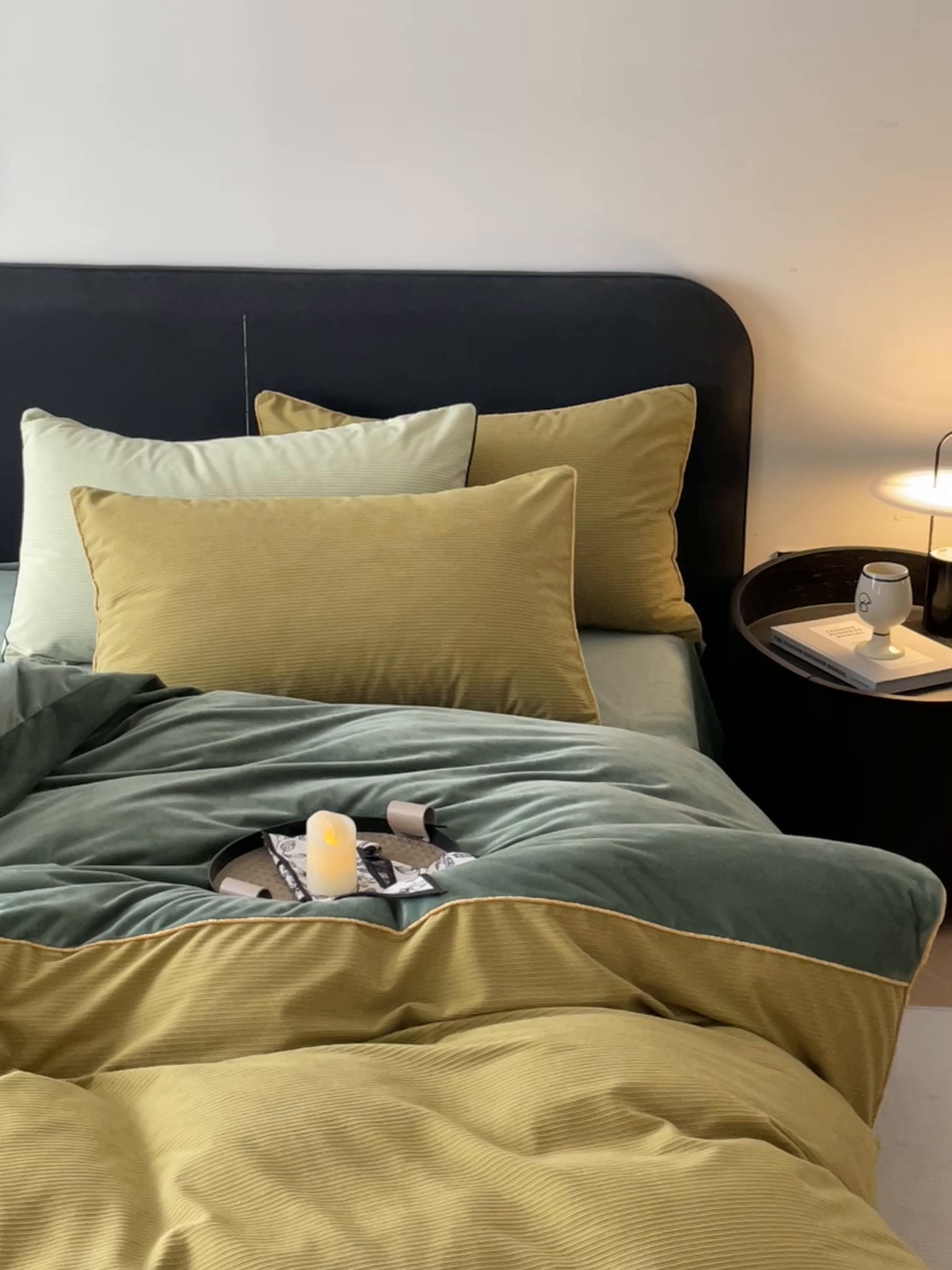 91家纺网 家纺一手货源 找家纺 羚羊语家纺 2025新款280克灯芯绒婴儿绒四件套高级嵌绳拼接款水晶绒宝宝绒牛奶绒床单床笠款三件套-奶芙绒系列 半糖绿洲