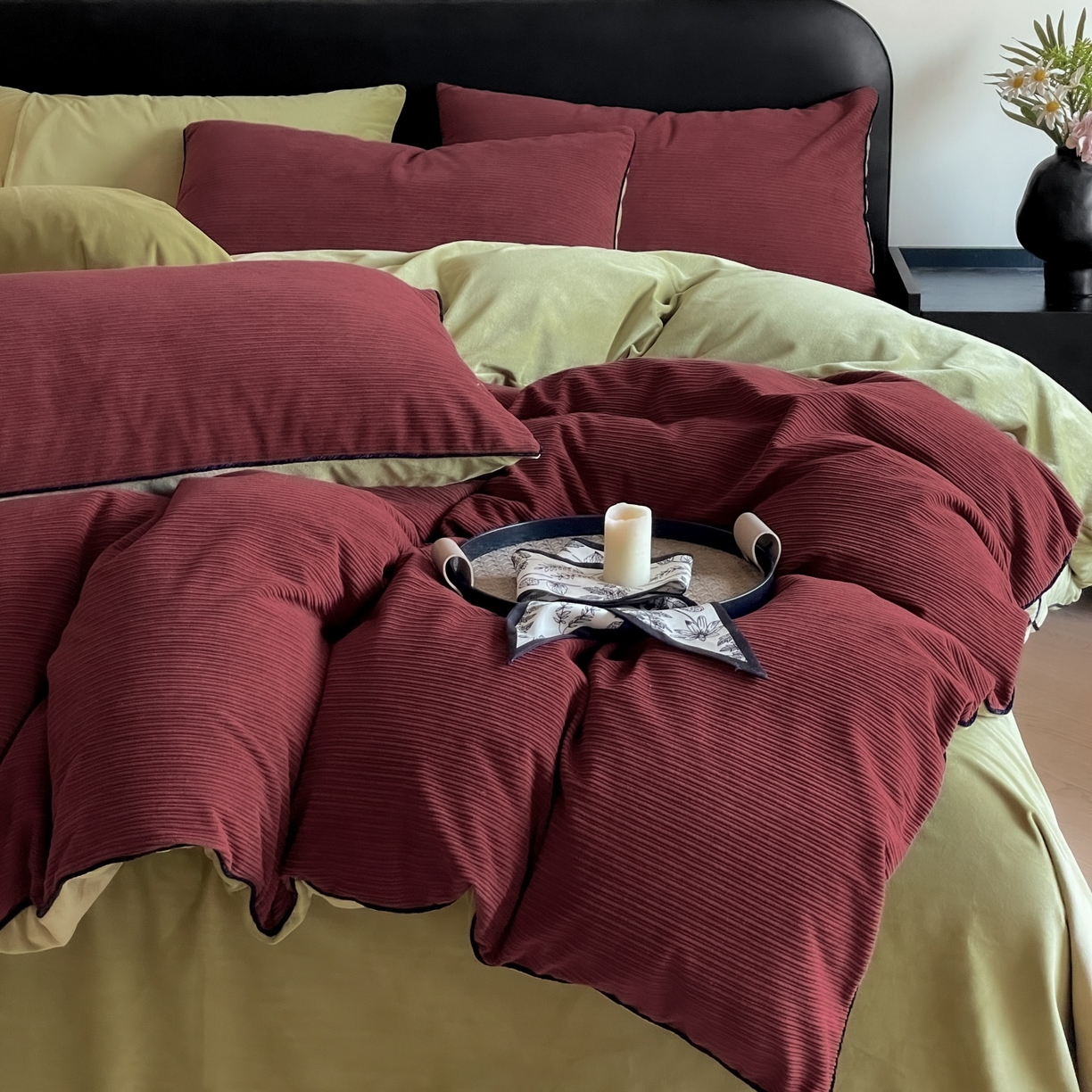 91家纺网 家纺一手货源 找家纺 羚羊语家纺 2025新款280克灯芯绒婴儿绒四件套高级嵌绳拼接款水晶绒宝宝绒牛奶绒床单床笠款三件套-奶芙绒系列 复古画报