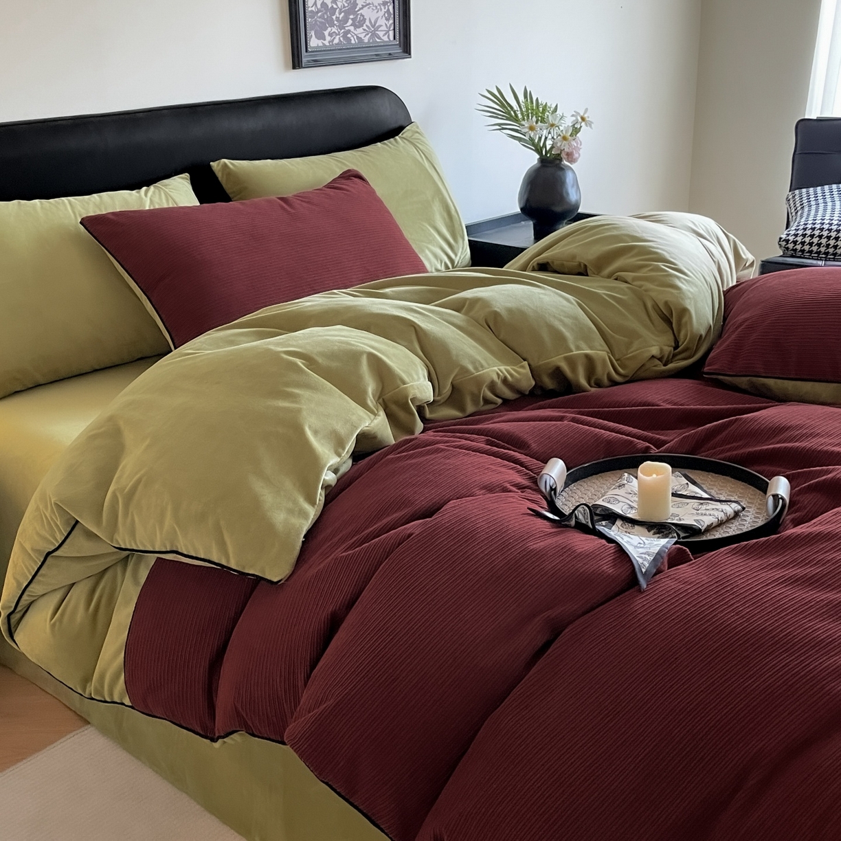 91家纺网 家纺一手货源 找家纺 羚羊语家纺 2025新款280克灯芯绒婴儿绒四件套高级嵌绳拼接款水晶绒宝宝绒牛奶绒床单床笠款三件套-奶芙绒系列 复古画报