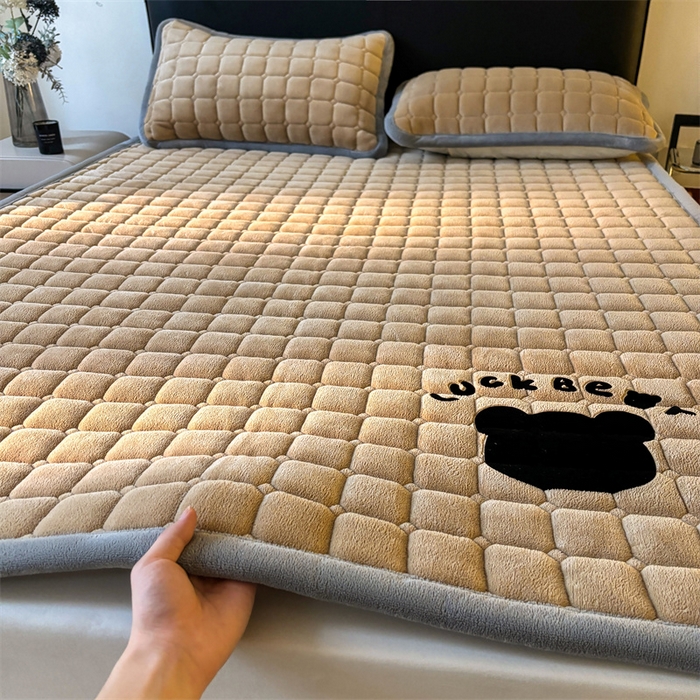 喜居 2025新款luck熊牛奶绒床垫床褥子床护垫 LUCK熊-咖