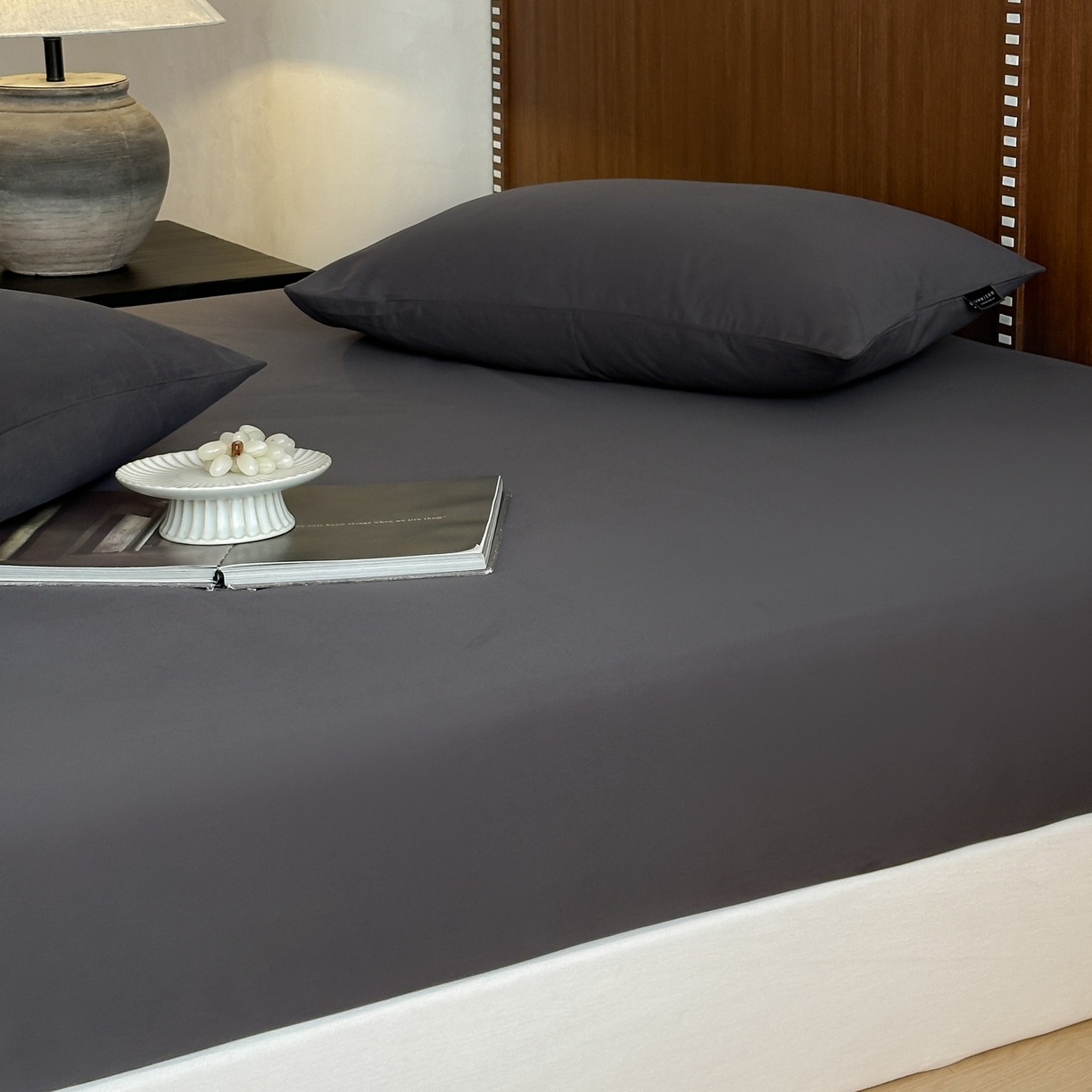 91家纺网 家纺一手货源 找家纺 三味舒屋 2025新款50支磨毛长绒棉纯棉纯色单床笠床笠单件-长期主义 深灰