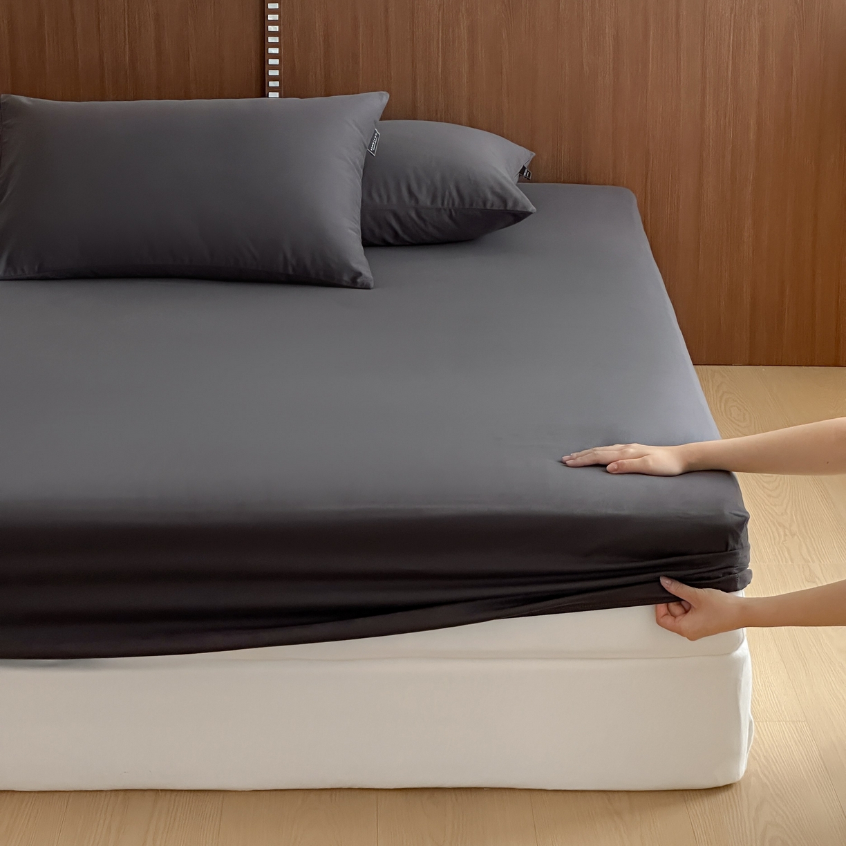 91家纺网 家纺一手货源 找家纺 三味舒屋 2025新款50支磨毛长绒棉纯棉纯色单床笠床笠单件-长期主义 深灰