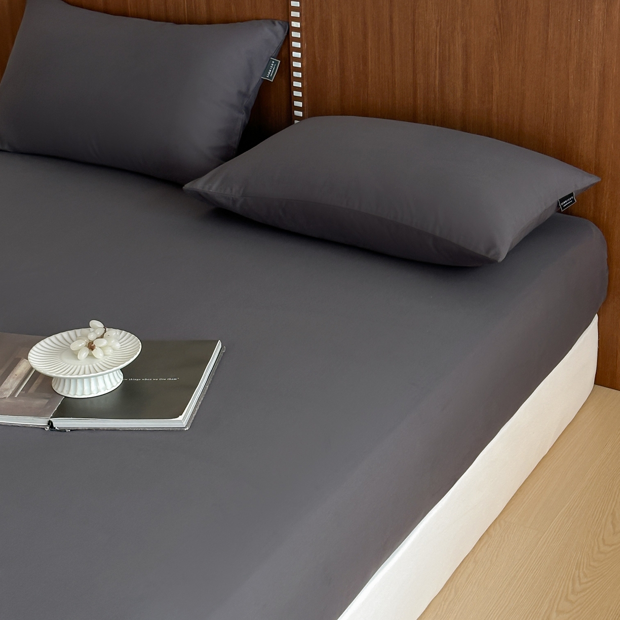 91家纺网 家纺一手货源 找家纺 三味舒屋 2025新款50支磨毛长绒棉纯棉纯色单床笠床笠单件-长期主义 深灰