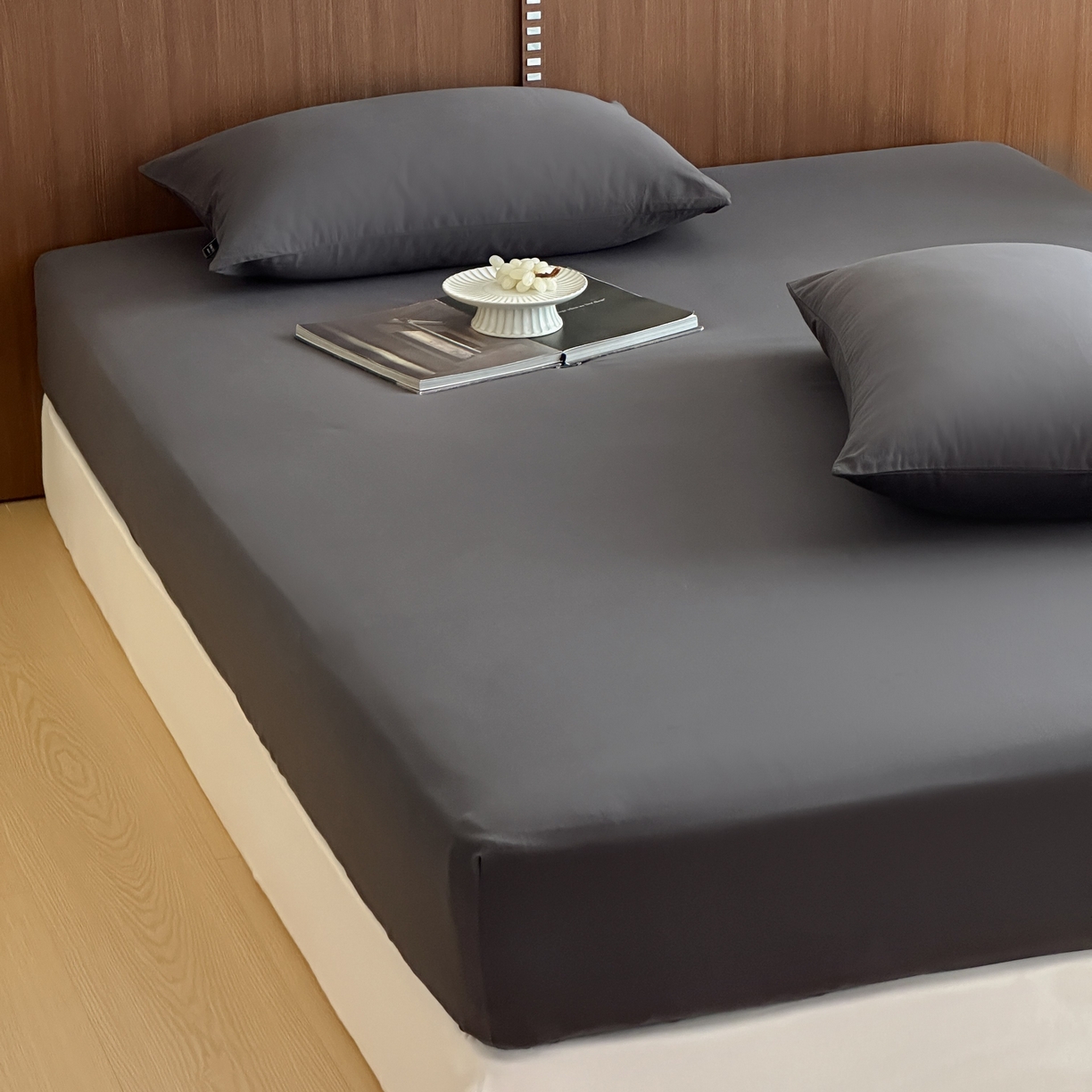 91家纺网 家纺一手货源 找家纺 三味舒屋 2025新款50支磨毛长绒棉纯棉纯色单床笠床笠单件-长期主义 深灰