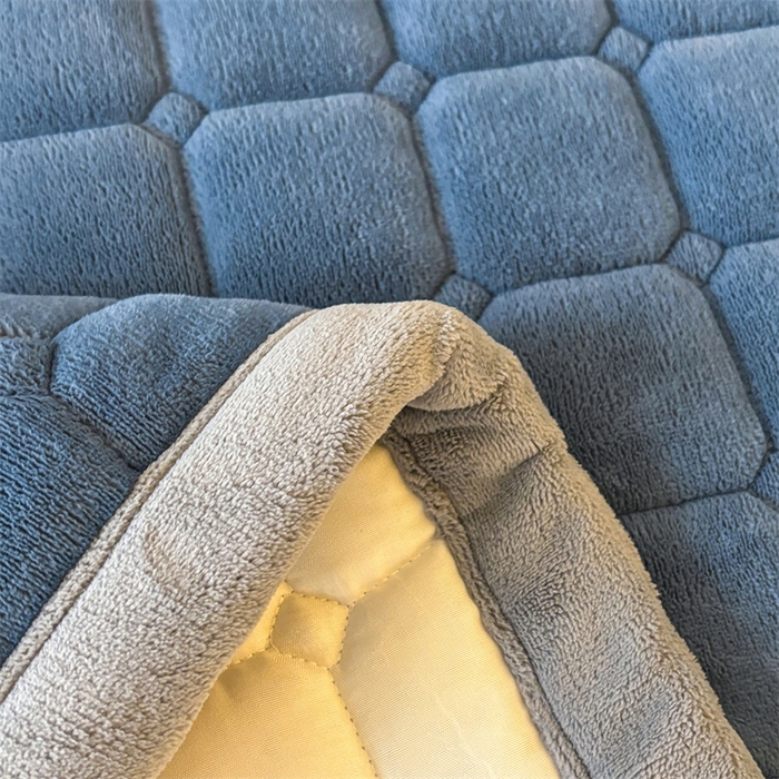 91家纺网 家纺一手货源 找家纺 喜居 2025新款luck熊牛奶绒床垫床褥子床护垫 LUCK熊-蓝