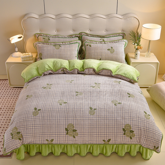 91家纺网 家纺一手货源 找家纺 佳一 2025新款高克重8-9斤 印花牛奶绒四件套 花样情怀