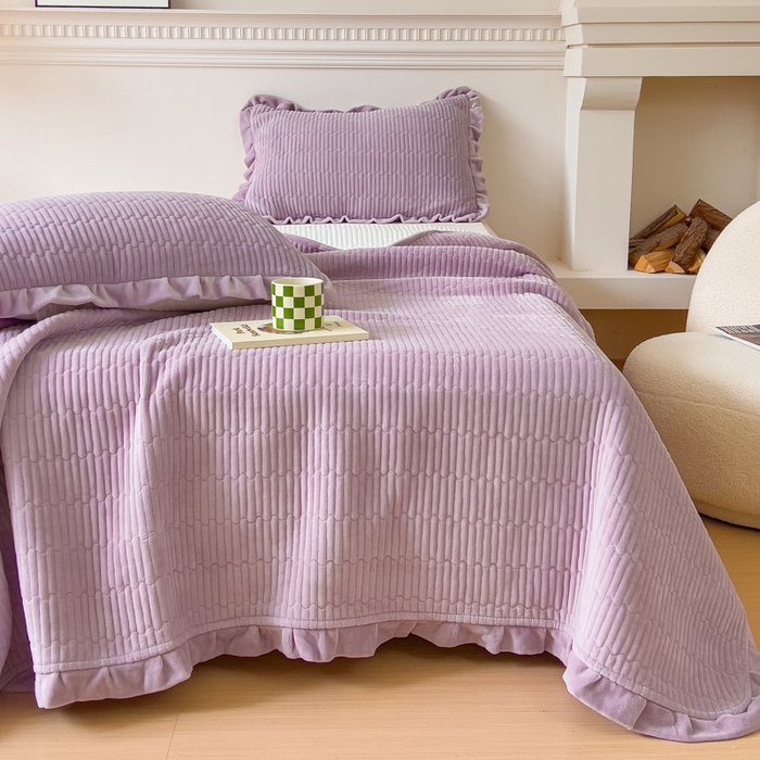 91家纺网 家纺一手货源 找家纺 （总）乐野家居 2025新款A类加厚素色牛奶绒床盖系列