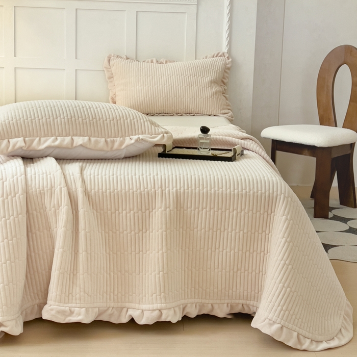 91家纺网 家纺一手货源 找家纺 （总）乐野家居 2025新款A类加厚素色牛奶绒床盖系列