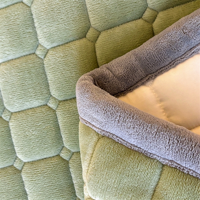 91家纺网 家纺一手货源 找家纺 喜居 2025新款luck熊牛奶绒床垫床褥子床护垫 LUCK熊-绿