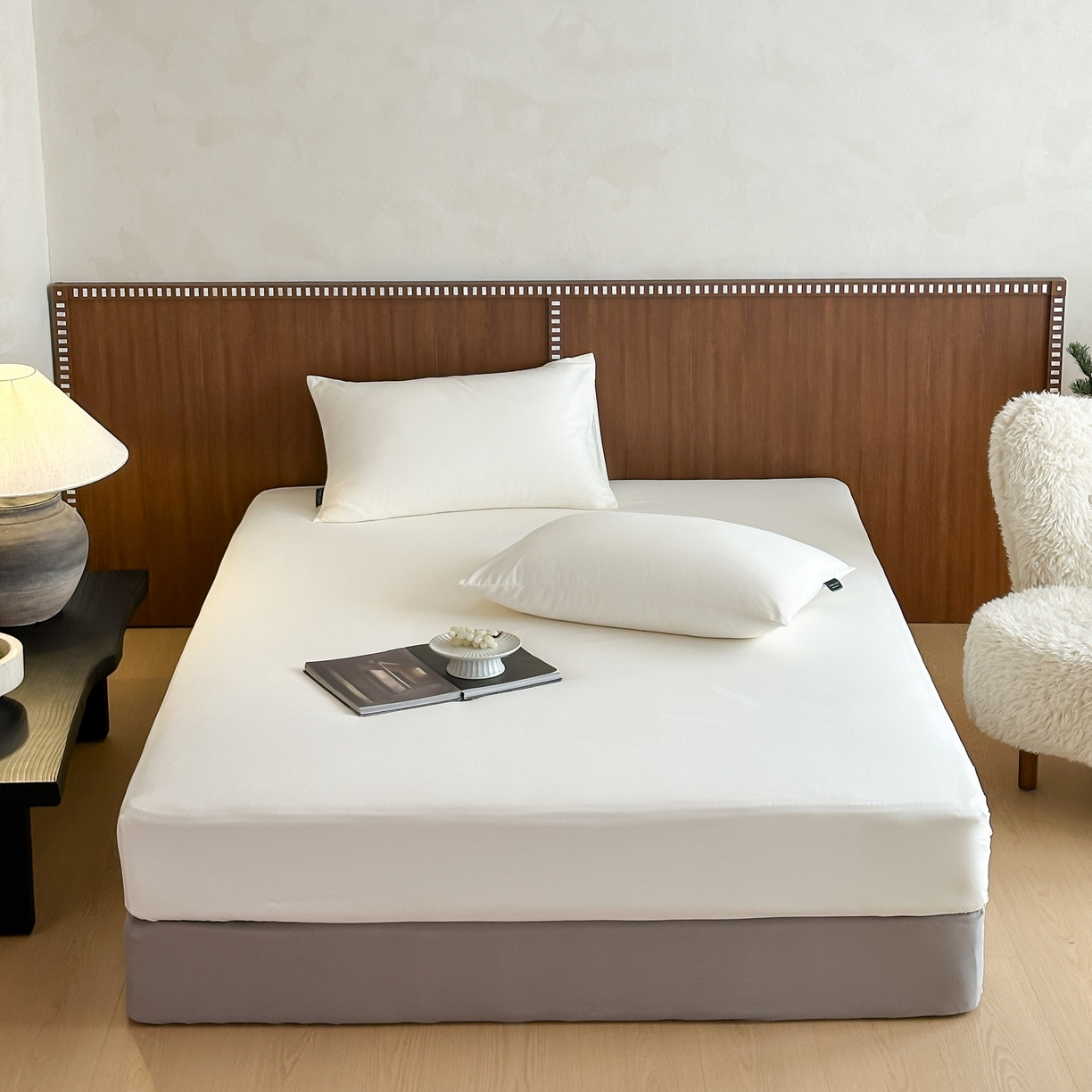 91家纺网 家纺一手货源 找家纺 三味舒屋 2025新款50支磨毛长绒棉纯棉纯色单床笠床笠单件-长期主义 雪白