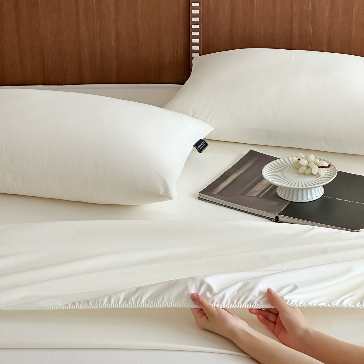 91家纺网 家纺一手货源 找家纺 三味舒屋 2025新款50支磨毛长绒棉纯棉纯色单床笠床笠单件-长期主义 雪白