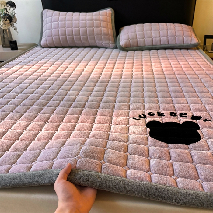 喜居 2025新款luck熊牛奶绒床垫床褥子床护垫 LUCK熊-紫