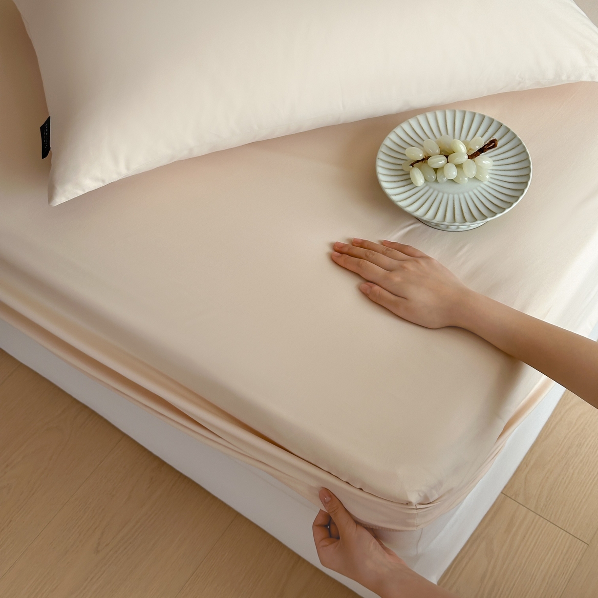 91家纺网 家纺一手货源 找家纺 三味舒屋 2025新款50支磨毛长绒棉纯棉纯色单床笠床笠单件-长期主义 亚麻金