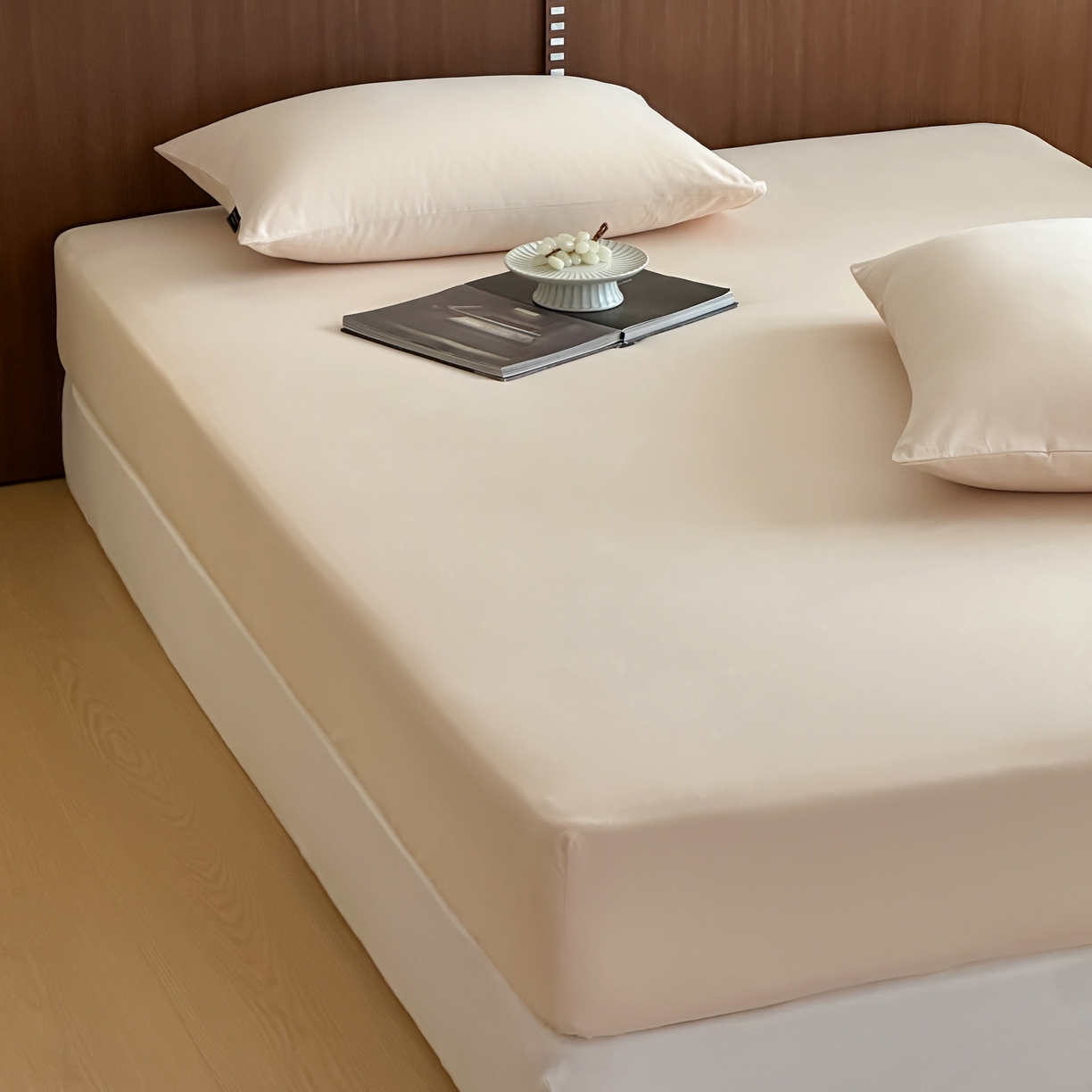 91家纺网 家纺一手货源 找家纺 三味舒屋 2025新款50支磨毛长绒棉纯棉纯色单床笠床笠单件-长期主义 亚麻金