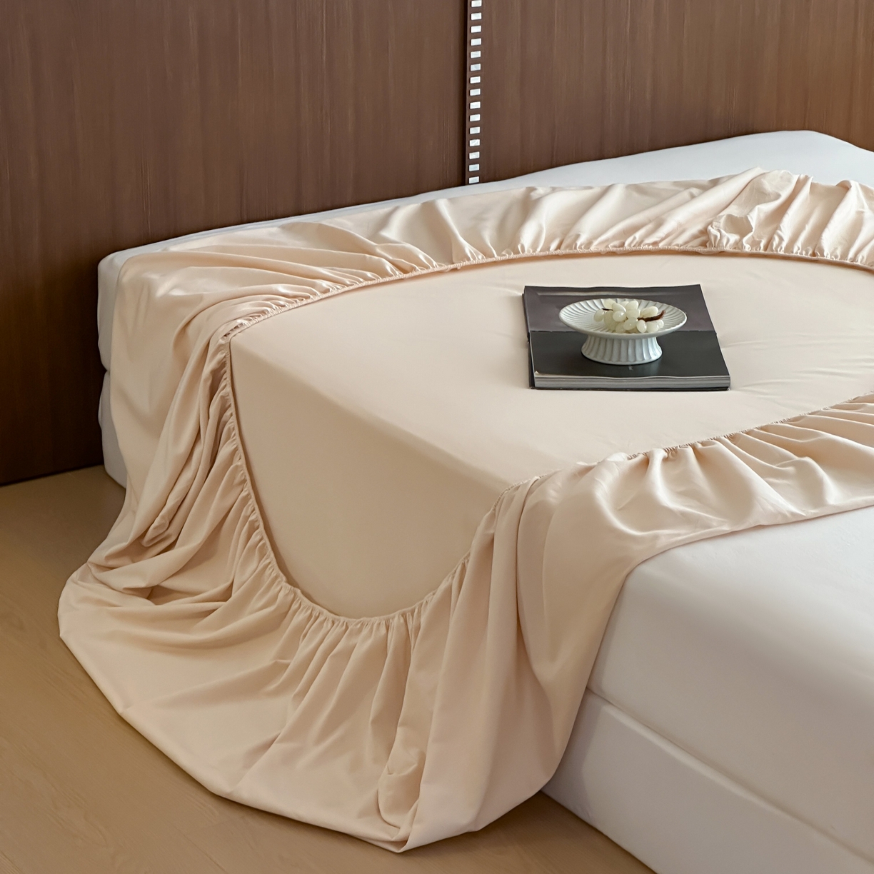 91家纺网 家纺一手货源 找家纺 三味舒屋 2025新款50支磨毛长绒棉纯棉纯色单床笠床笠单件-长期主义 亚麻金