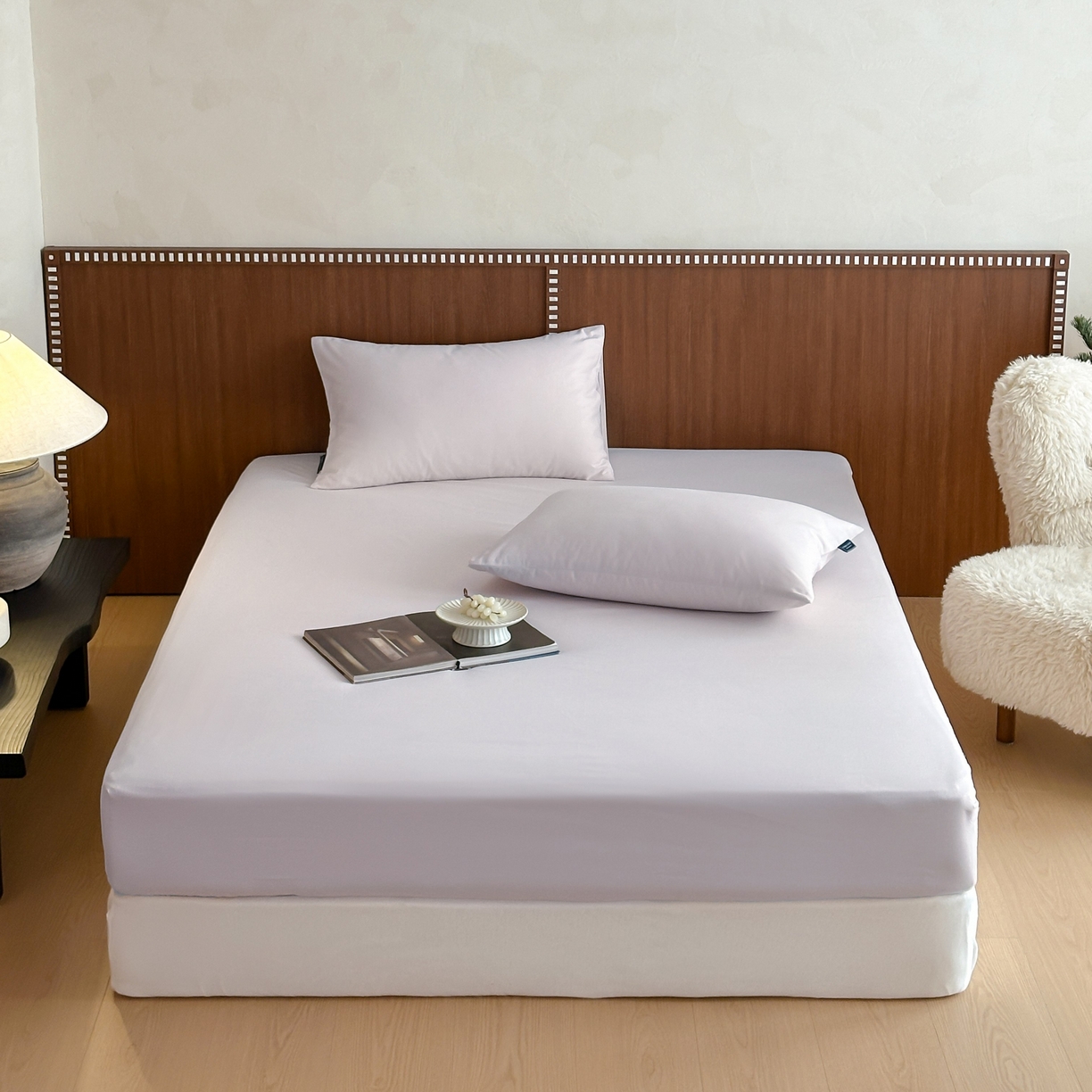 91家纺网 家纺一手货源 找家纺 三味舒屋 2025新款50支磨毛长绒棉纯棉纯色单床笠床笠单件-长期主义 紫灰