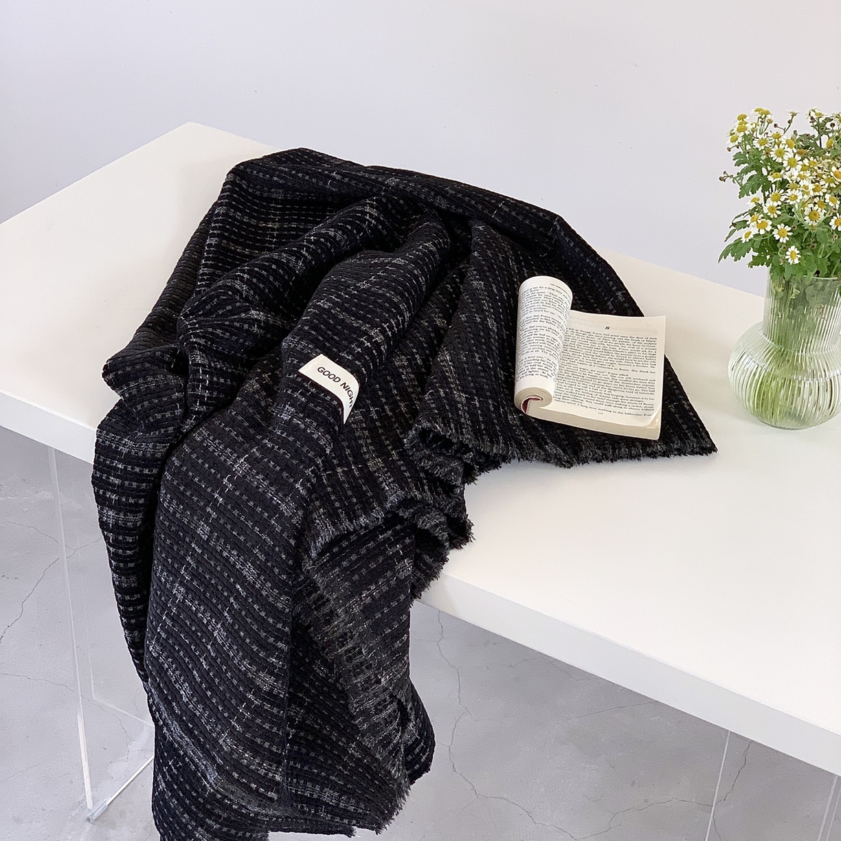 91家纺网 家纺一手货源 找家纺 小欢喜 2025新款雪尼尔盖毯午休毯 慕思-黑