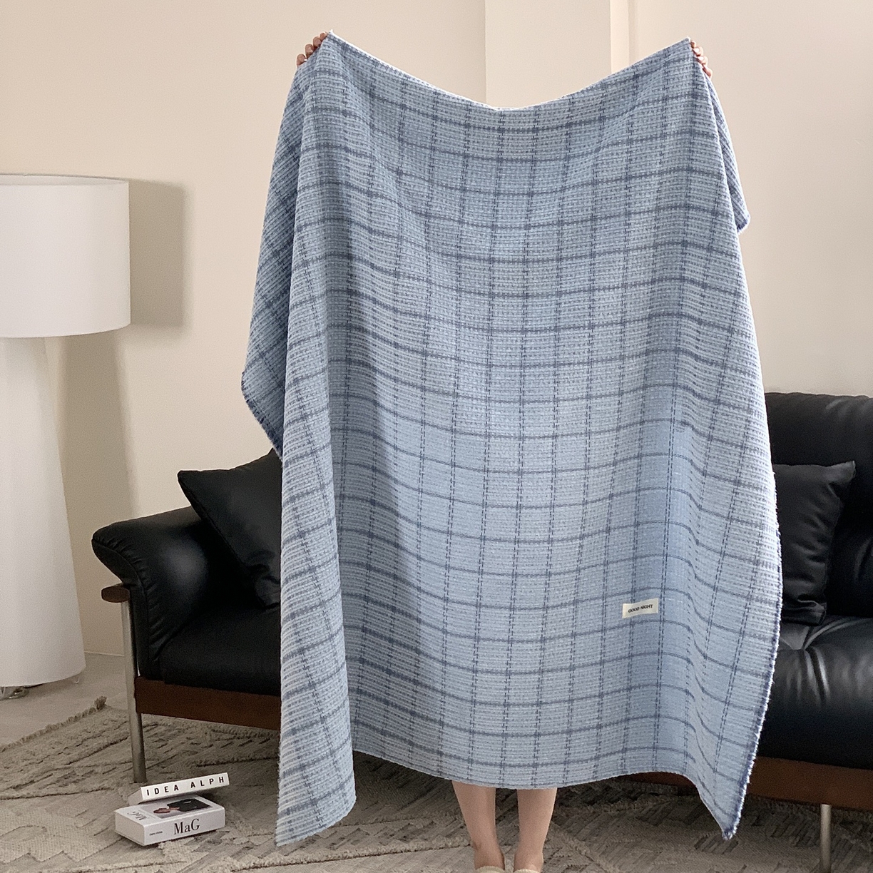 91家纺网 家纺一手货源 找家纺 小欢喜 2025新款雪尼尔盖毯午休毯 慕思-蓝