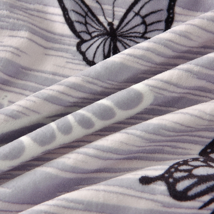 91家纺网 家纺一手货源 找家纺 佳一 2025新款高克重8-9斤 印花牛奶绒四件套 梦蝶-灰