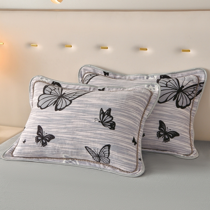 91家纺网 家纺一手货源 找家纺 佳一 2025新款高克重8-9斤 印花牛奶绒四件套 梦蝶-灰