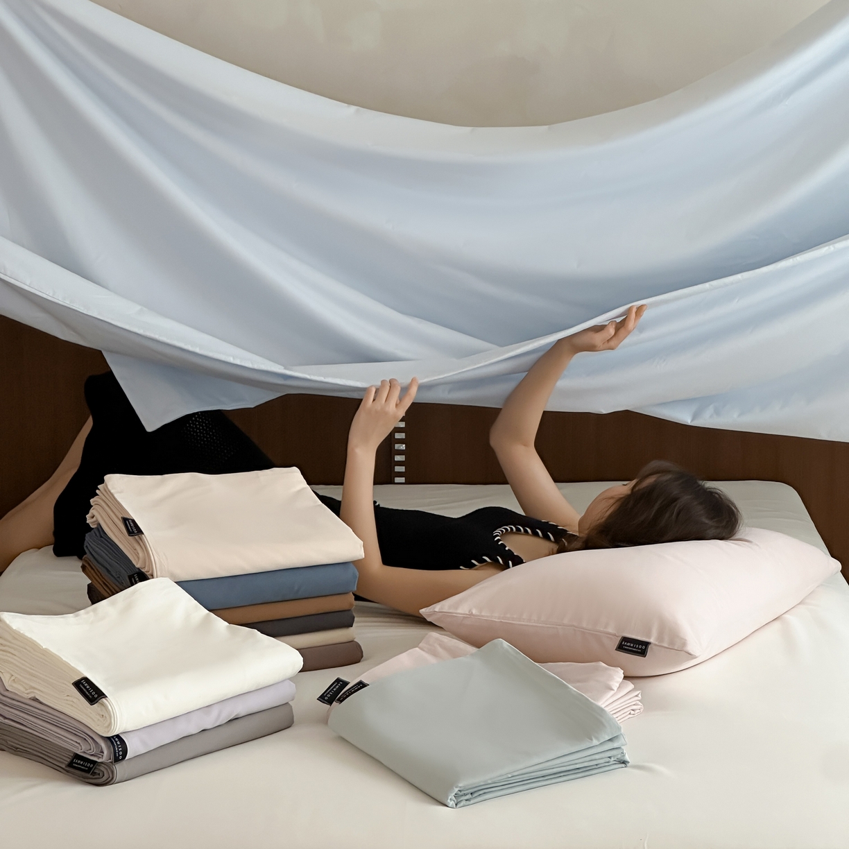 91家纺网 家纺一手货源 找家纺 三味舒屋 2025新款50支磨毛长绒棉纯棉纯色单被套被套单件-长期主义 组合图仅供展示不可下单