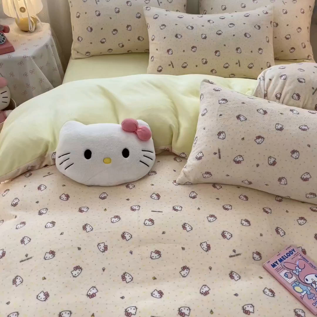 91家纺网 家纺一手货源 找家纺 （总）星禾优选 2025新款三丽鸥高克重牛奶绒印花四件套