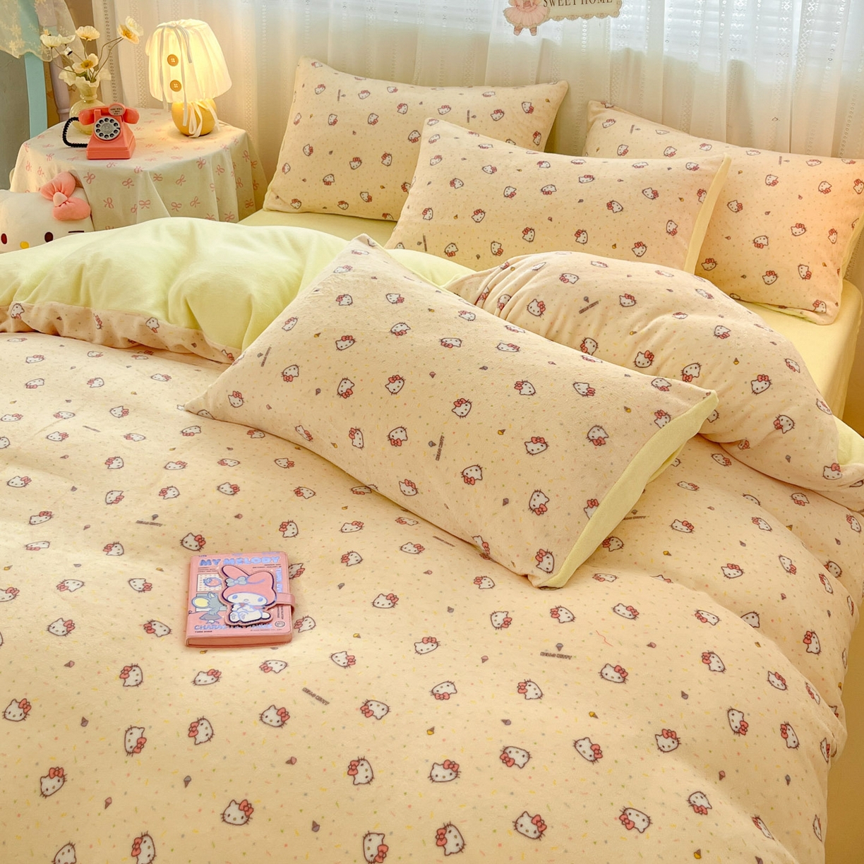 91家纺网 家纺一手货源 找家纺 （总）星禾优选 2025新款三丽鸥高克重牛奶绒印花四件套