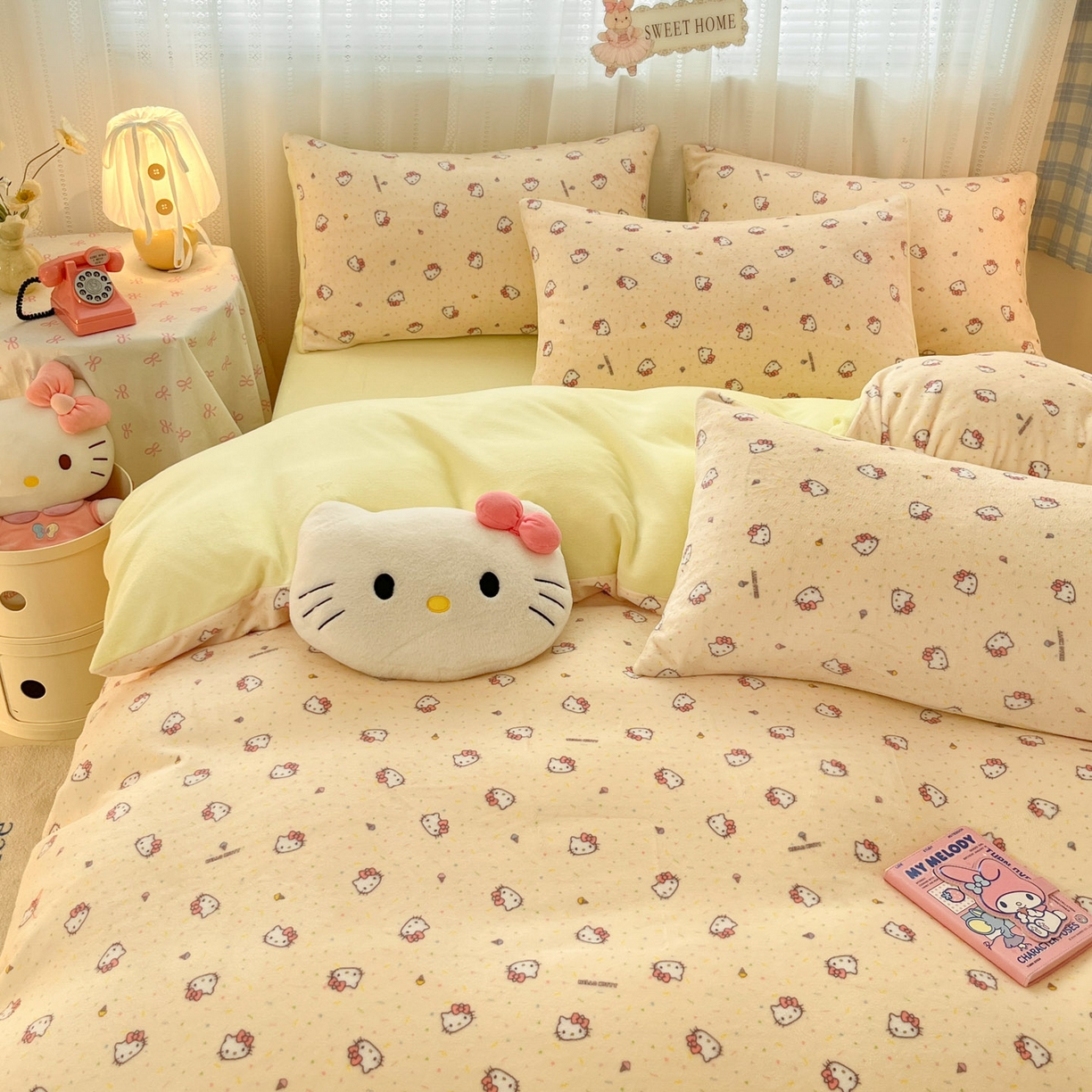 91家纺网 家纺一手货源 找家纺 （总）星禾优选 2025新款三丽鸥高克重牛奶绒印花四件套