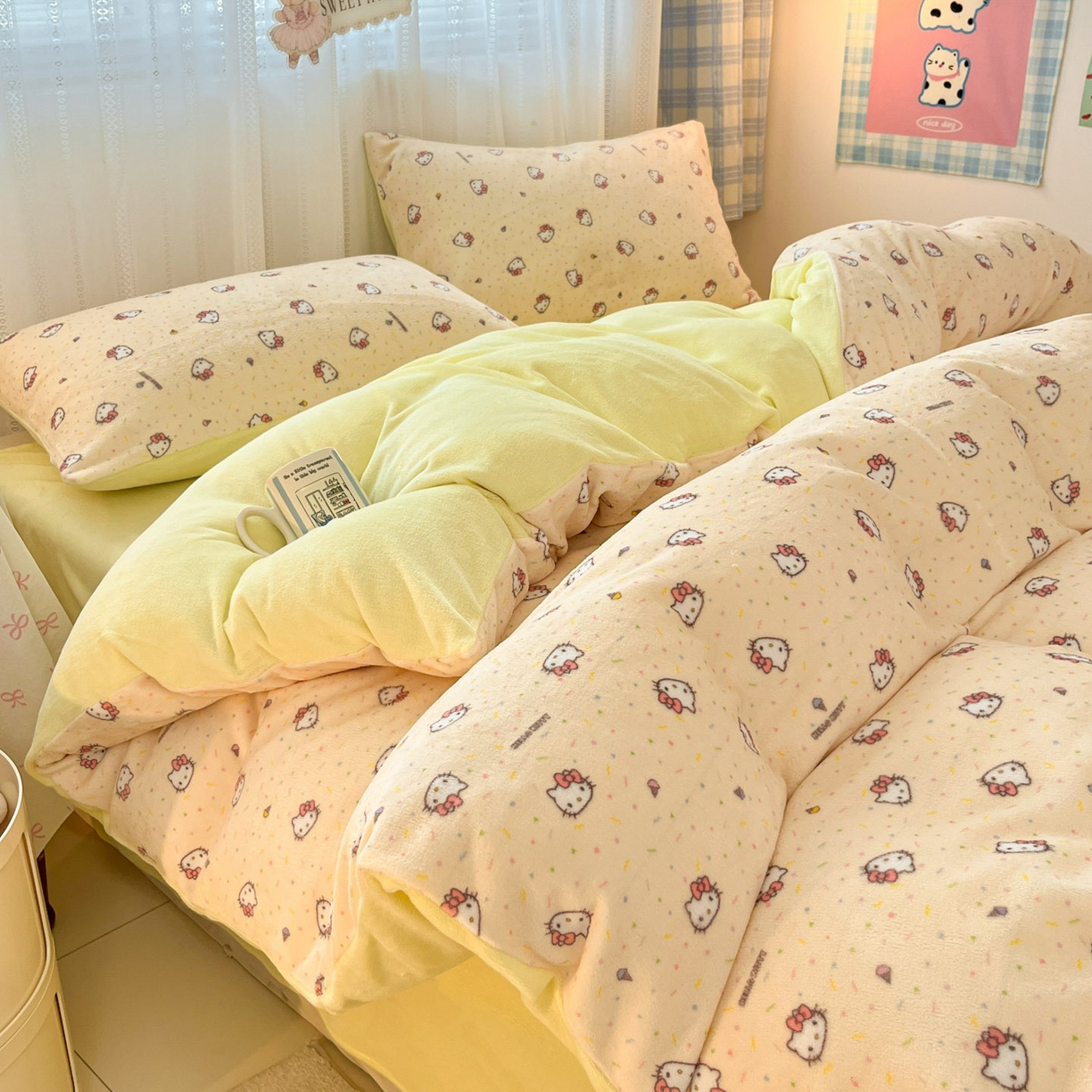 91家纺网 家纺一手货源 找家纺 （总）星禾优选 2025新款三丽鸥高克重牛奶绒印花四件套