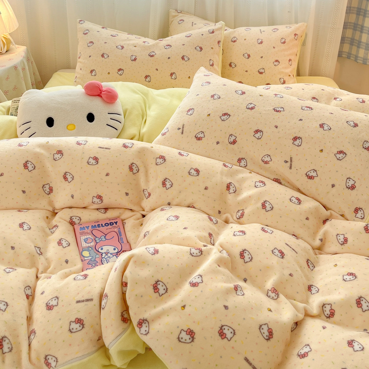 91家纺网 家纺一手货源 找家纺 （总）星禾优选 2025新款三丽鸥高克重牛奶绒印花四件套