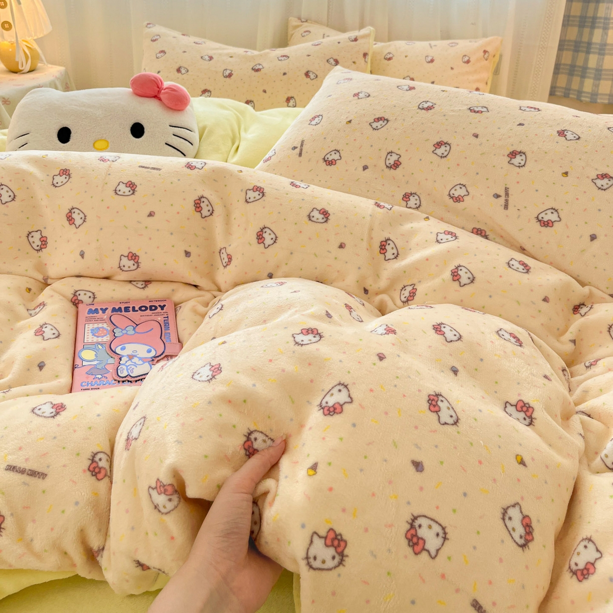 91家纺网 家纺一手货源 找家纺 （总）星禾优选 2025新款三丽鸥高克重牛奶绒印花四件套