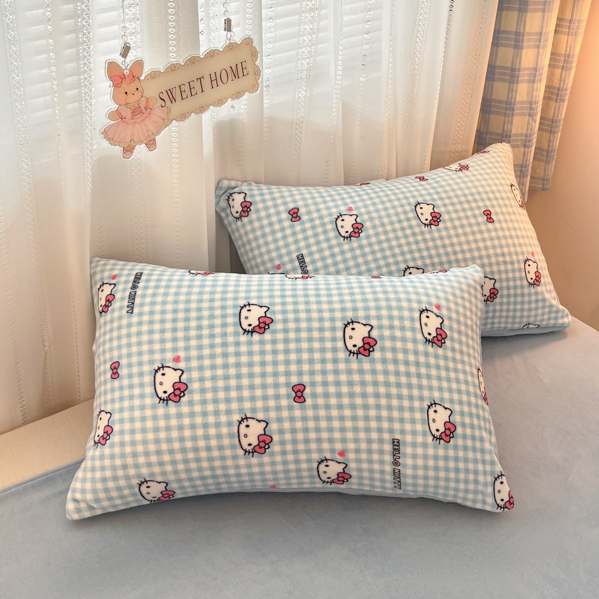 91家纺网 家纺一手货源 找家纺 星禾优选 2025新款三丽鸥高克重牛奶绒印花四件套 绒-胡须蓝kt