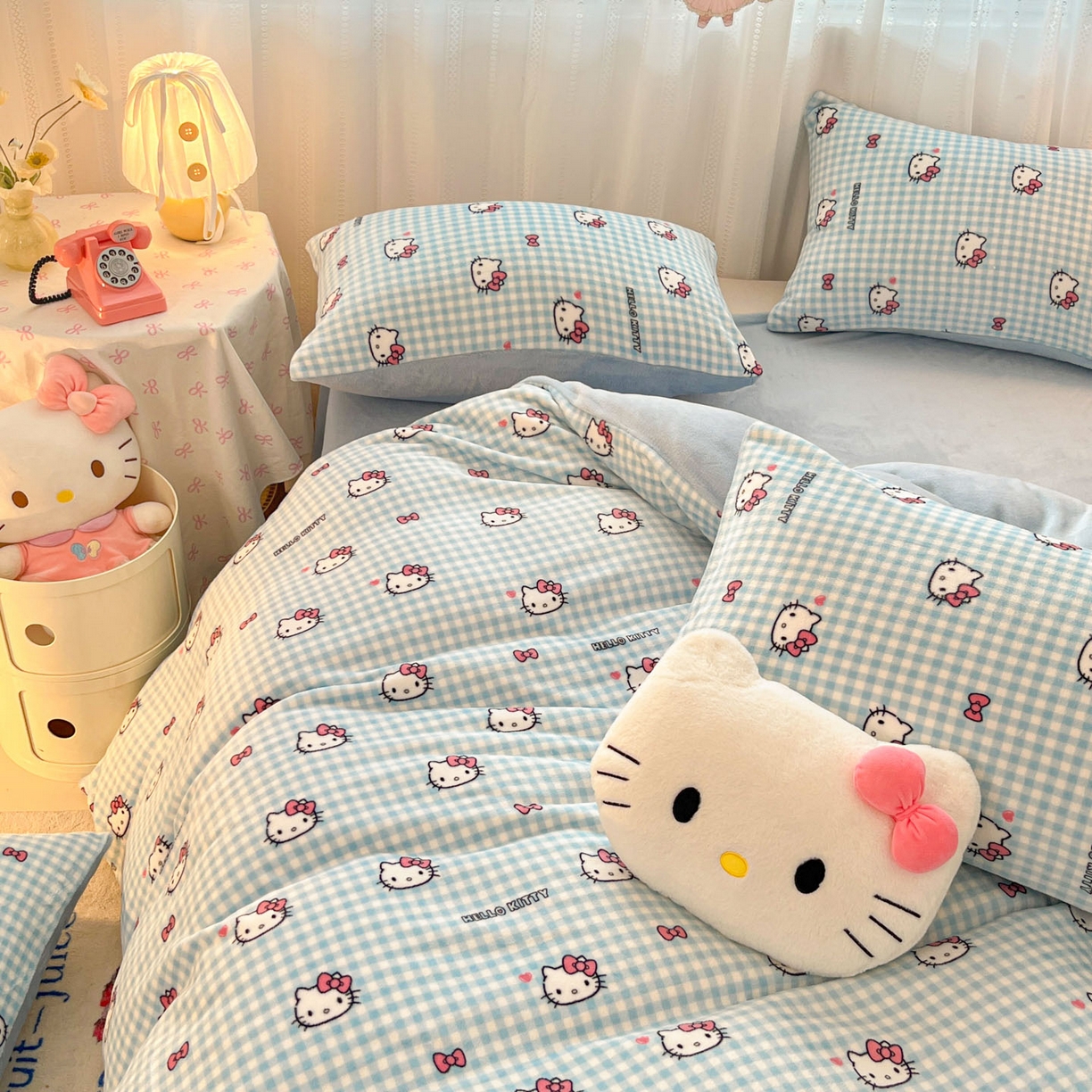 91家纺网 家纺一手货源 找家纺 星禾优选 2025新款三丽鸥高克重牛奶绒印花四件套 绒-胡须蓝kt