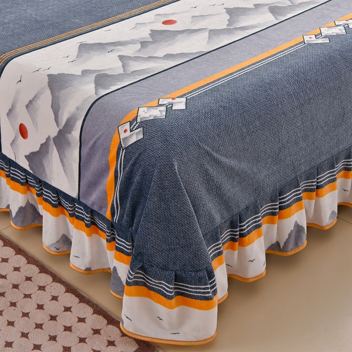 91家纺网 家纺一手货源 找家纺 佳一 2025新款高克重8-9斤 印花牛奶绒四件套 锦绣山河