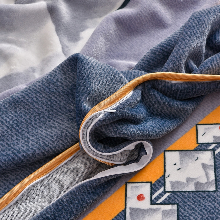 91家纺网 家纺一手货源 找家纺 佳一 2025新款高克重8-9斤 印花牛奶绒四件套 锦绣山河