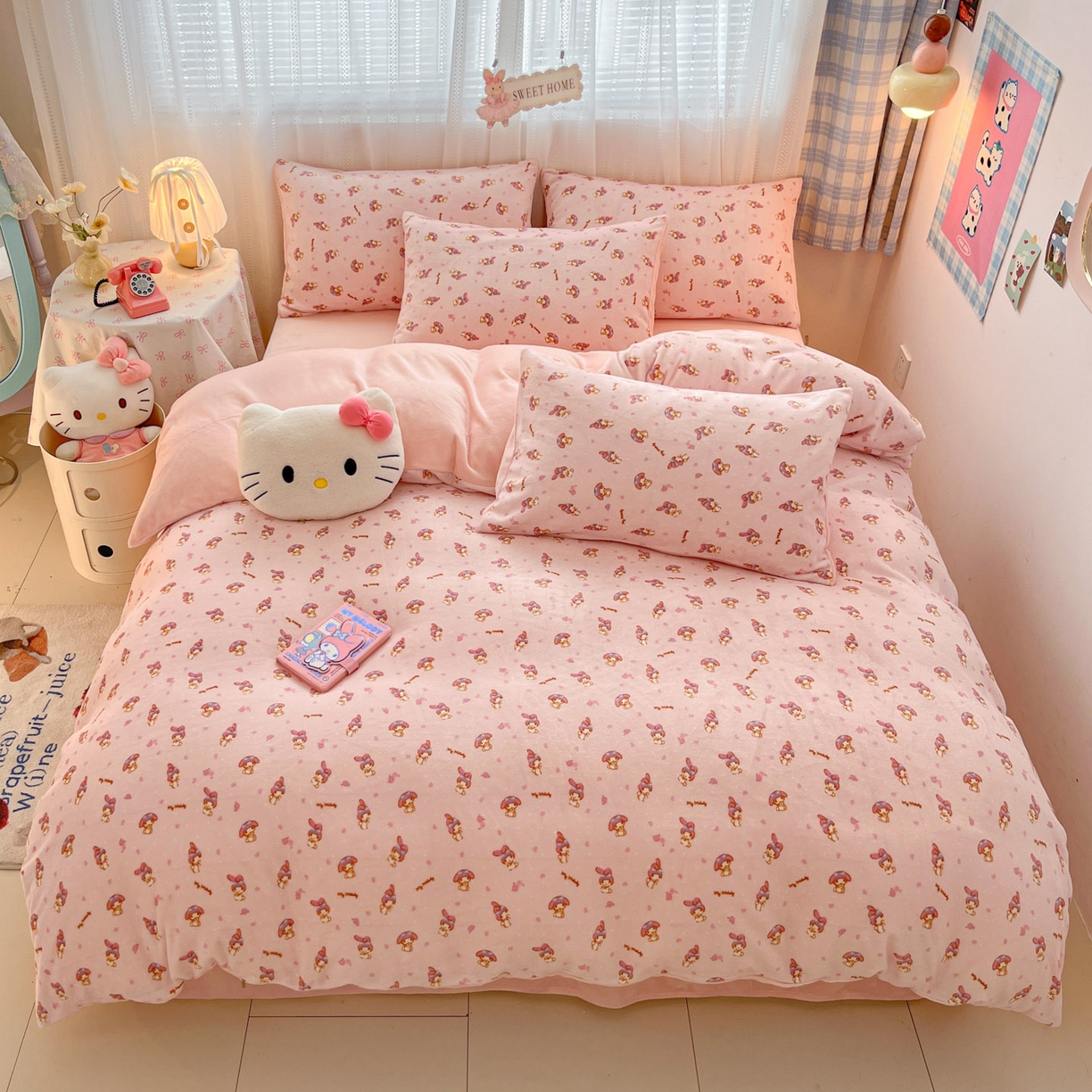 星禾优选 2025新款三丽鸥高克重牛奶绒印花四件套 绒-糯叽美乐蒂