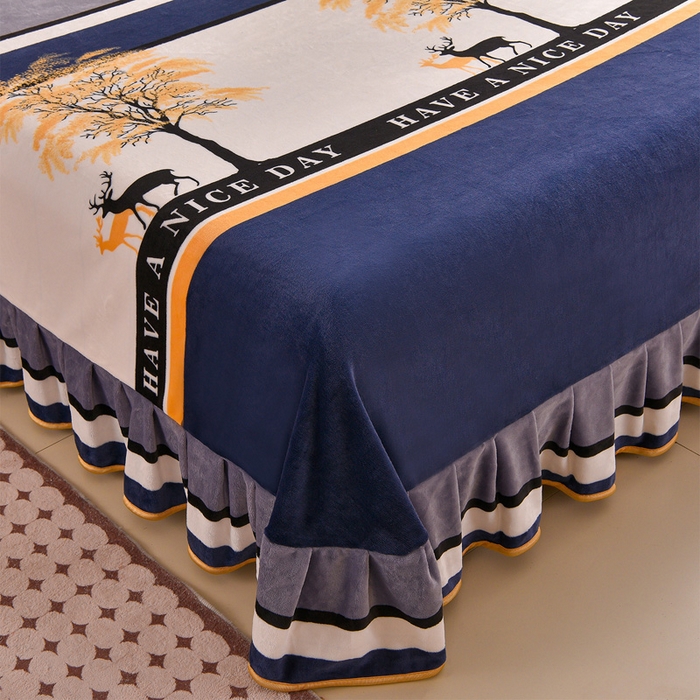 91家纺网 家纺一手货源 找家纺 佳一 2025新款高克重8-9斤 印花牛奶绒四件套 鹿之恋