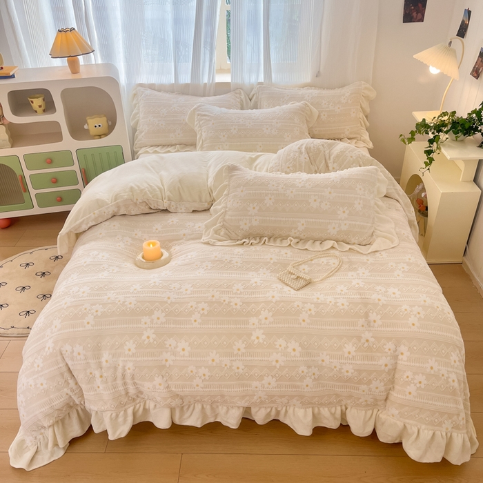 91家纺网 家纺一手货源 找家纺 （总）爱家（原缔乐家纺） 2025新款牛奶雕花绒四件套-小雏菊