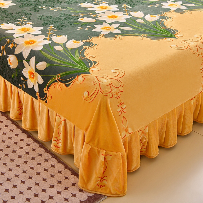 91家纺网 家纺一手货源 找家纺 佳一 2025新款高克重8-9斤 印花牛奶绒四件套 欧式浪漫