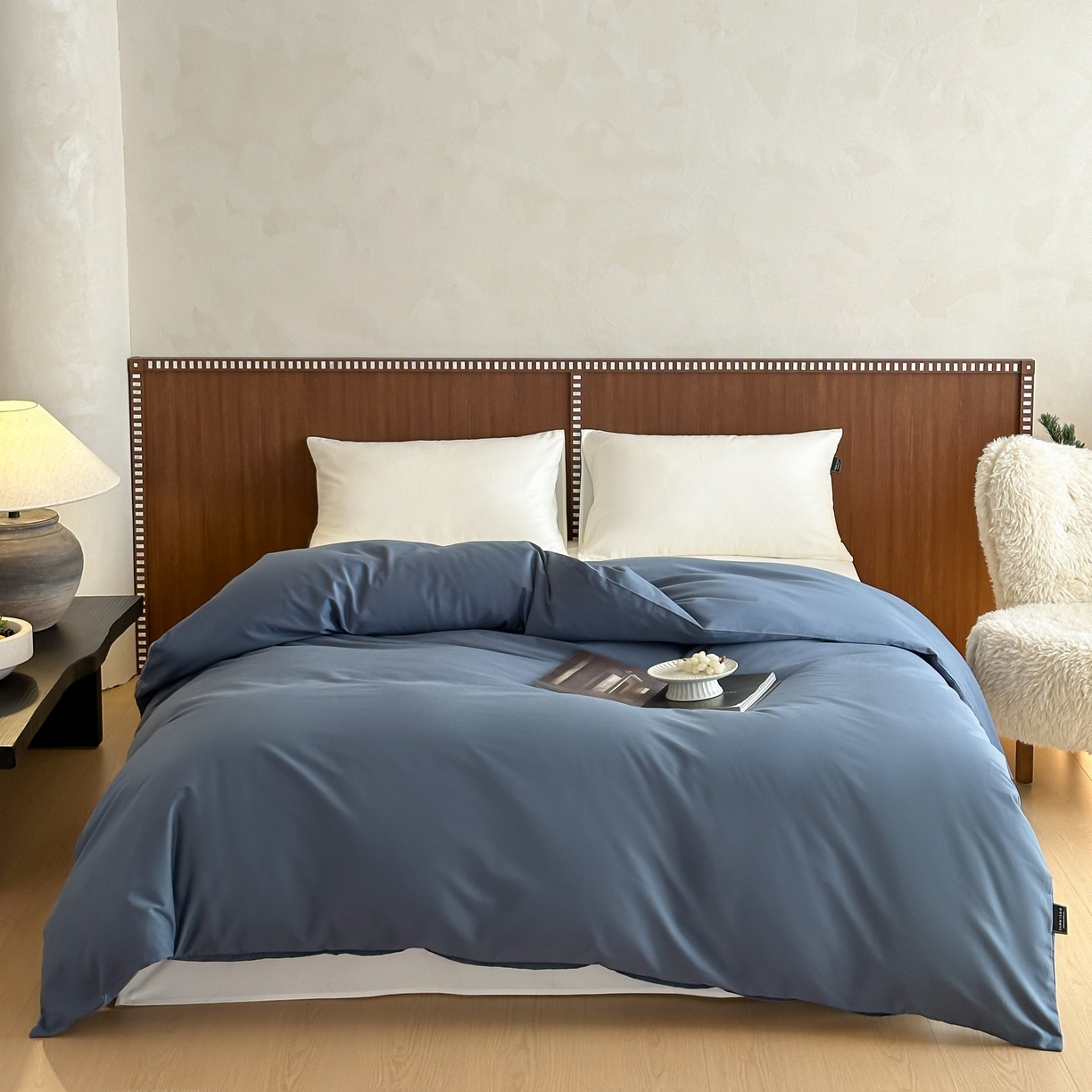 91家纺网 家纺一手货源 找家纺 三味舒屋 2025新款50支磨毛长绒棉纯棉纯色单被套被套单件-长期主义 南非蓝