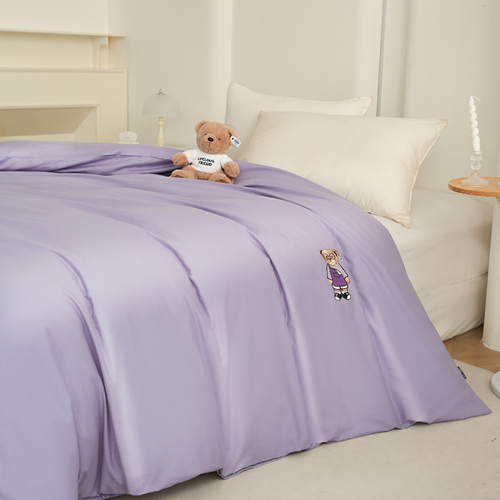 91家纺网 家纺一手货源 找家纺 泰迪爱兰Teddy ISLAND  2026新款全棉40S单品刺绣被套 香芋紫