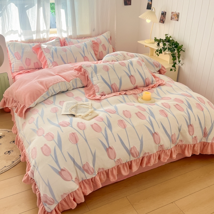 91家纺网 家纺一手货源 找家纺 （总）爱家（原缔乐家纺） 2025新款牛奶雕花绒四件套-香香公主