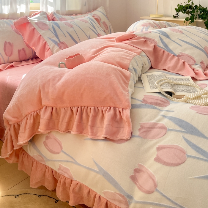 91家纺网 家纺一手货源 找家纺 （总）爱家（原缔乐家纺） 2025新款牛奶雕花绒四件套-香香公主