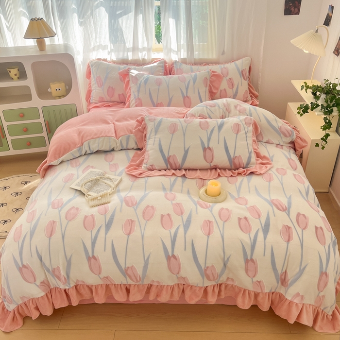 91家纺网 家纺一手货源 找家纺 （总）爱家（原缔乐家纺） 2025新款牛奶雕花绒四件套-香香公主