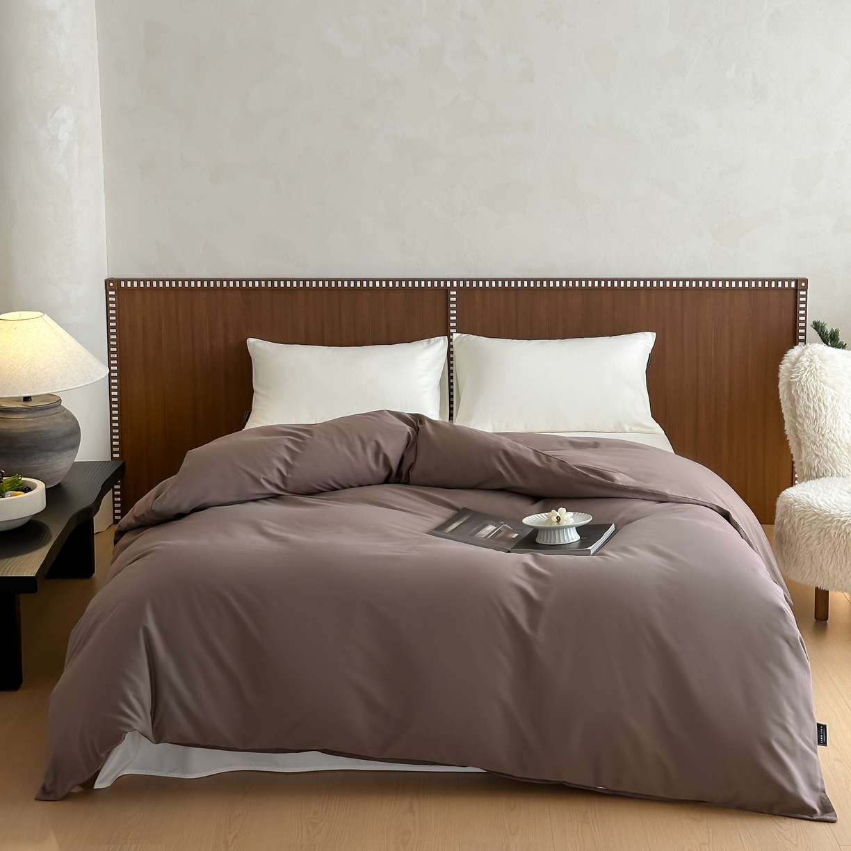 91家纺网 家纺一手货源 找家纺 三味舒屋 2025新款50支磨毛长绒棉纯棉纯色单被套被套单件-长期主义 巧克力