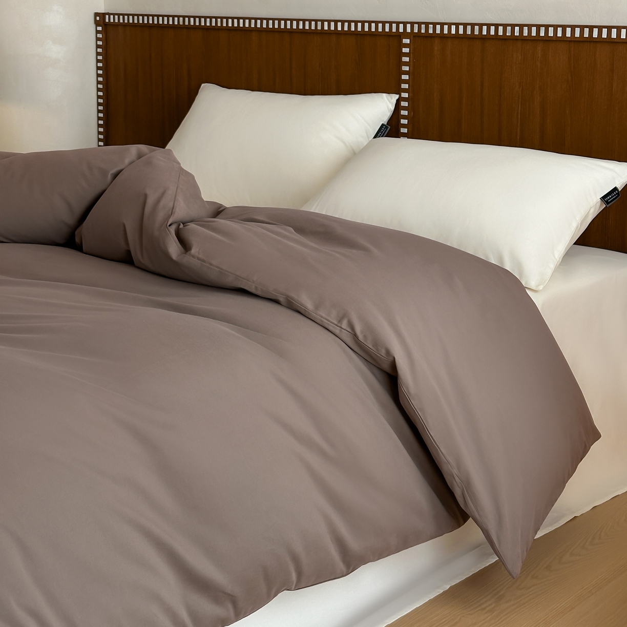 91家纺网 家纺一手货源 找家纺 三味舒屋 2025新款50支磨毛长绒棉纯棉纯色单被套被套单件-长期主义 巧克力