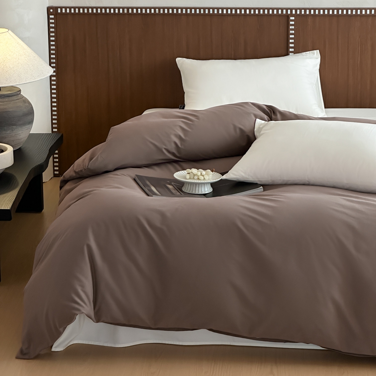 91家纺网 家纺一手货源 找家纺 三味舒屋 2025新款50支磨毛长绒棉纯棉纯色单被套被套单件-长期主义 巧克力