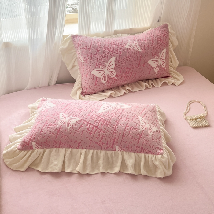 91家纺网 家纺一手货源 找家纺 爱家（原缔乐家纺） 2025新款牛奶雕花绒四件套-如梦 蝴蝶结-梦幻紫