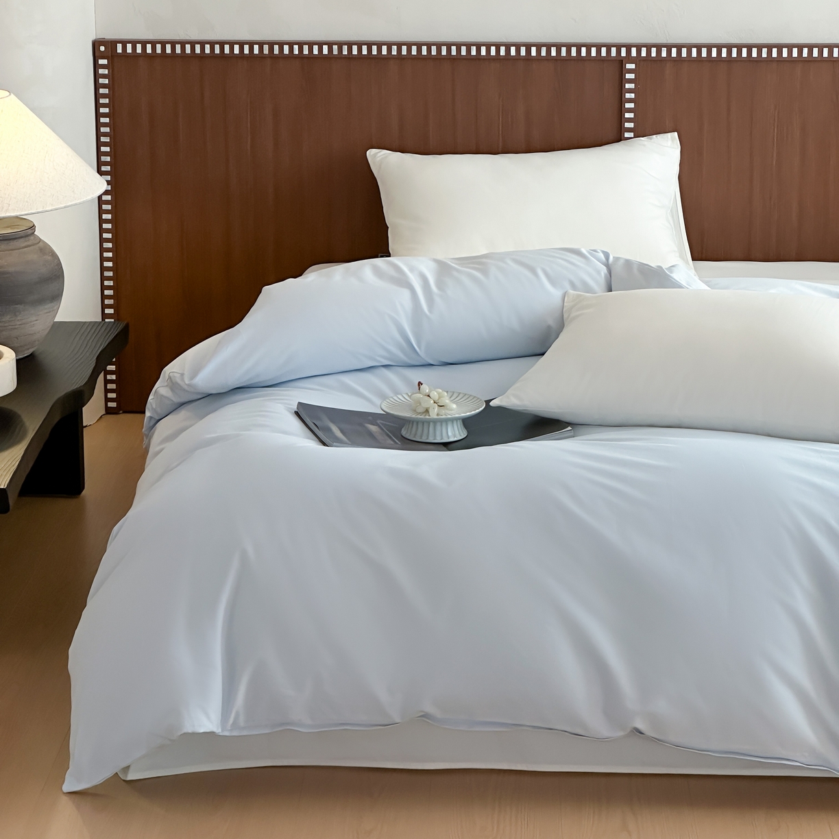 91家纺网 家纺一手货源 找家纺 三味舒屋 2025新款50支磨毛长绒棉纯棉纯色单被套被套单件-长期主义 晴天蓝